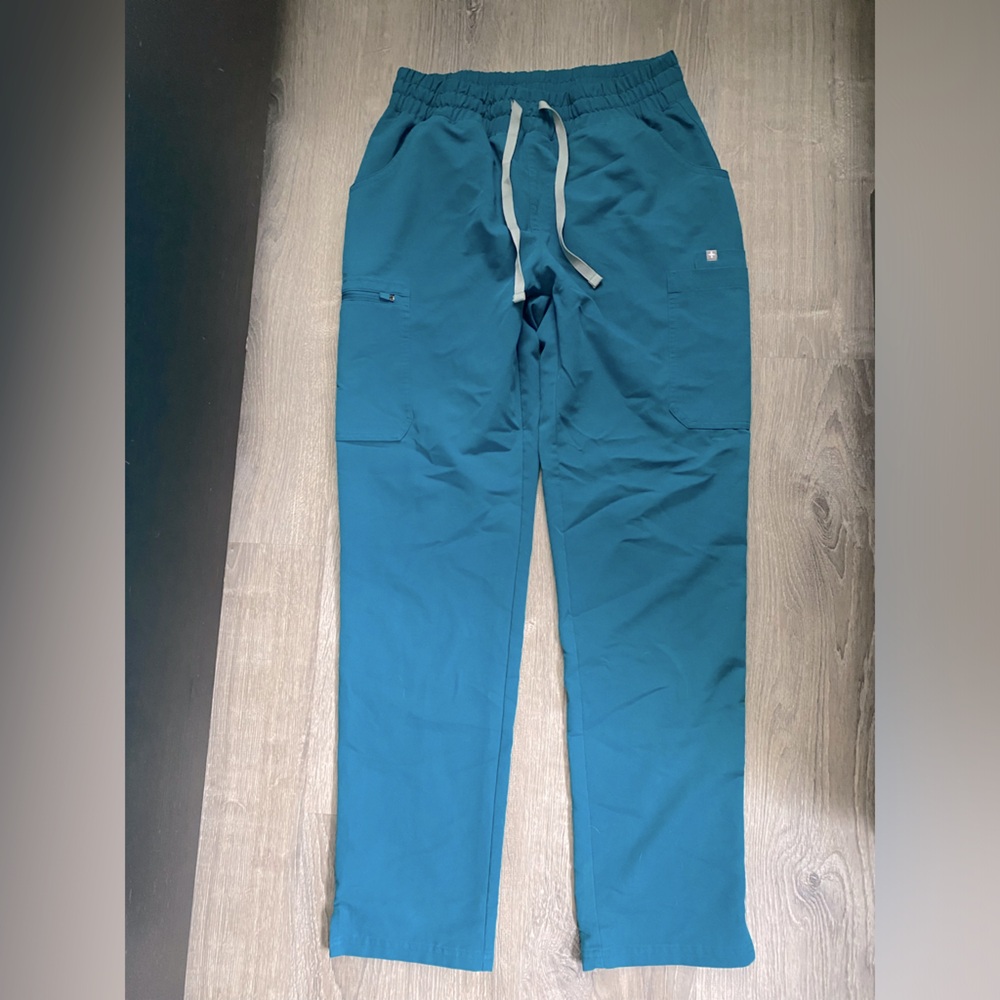 Figs Teal Straight Leg Pants: Medium Tall